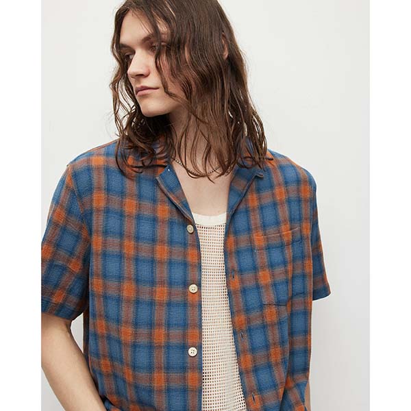 Allsaints Australia Mens Talaia Checked Shirt Blue AU80-097